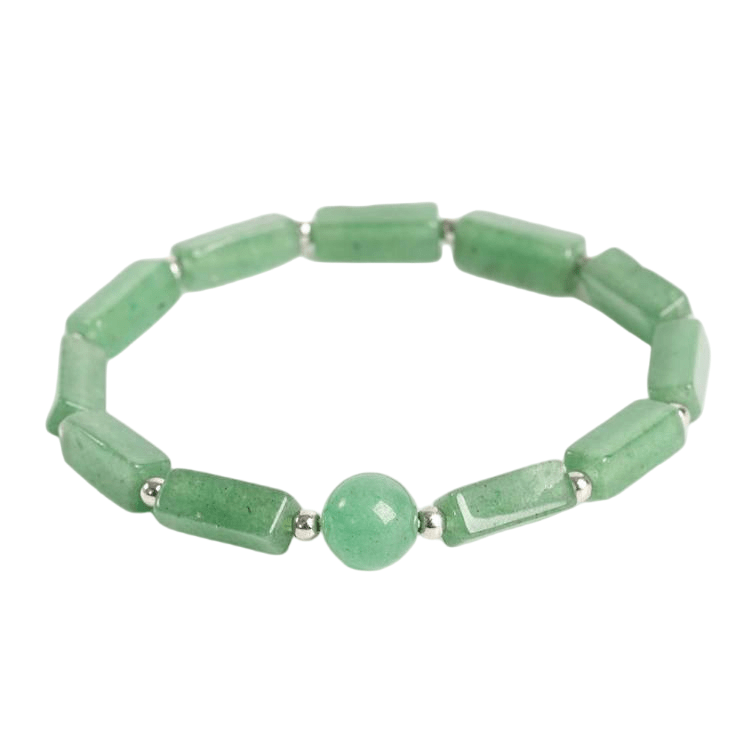Custom Green Aventurine Square Bead Bracelet | Natural Crystal Fashion Stretch Bracelet | Lithicgems - Lithicgems