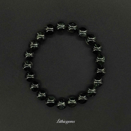 Custom Green Phantom Quartz Bracelet - Handmade Crystal for Wealth & Abundance - Lithicgems