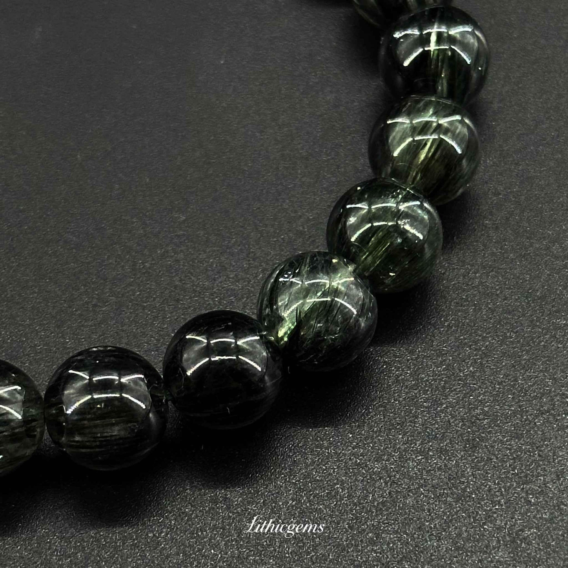 Custom Green Phantom Quartz Bracelet - Handmade Crystal for Wealth & Abundance - Lithicgems