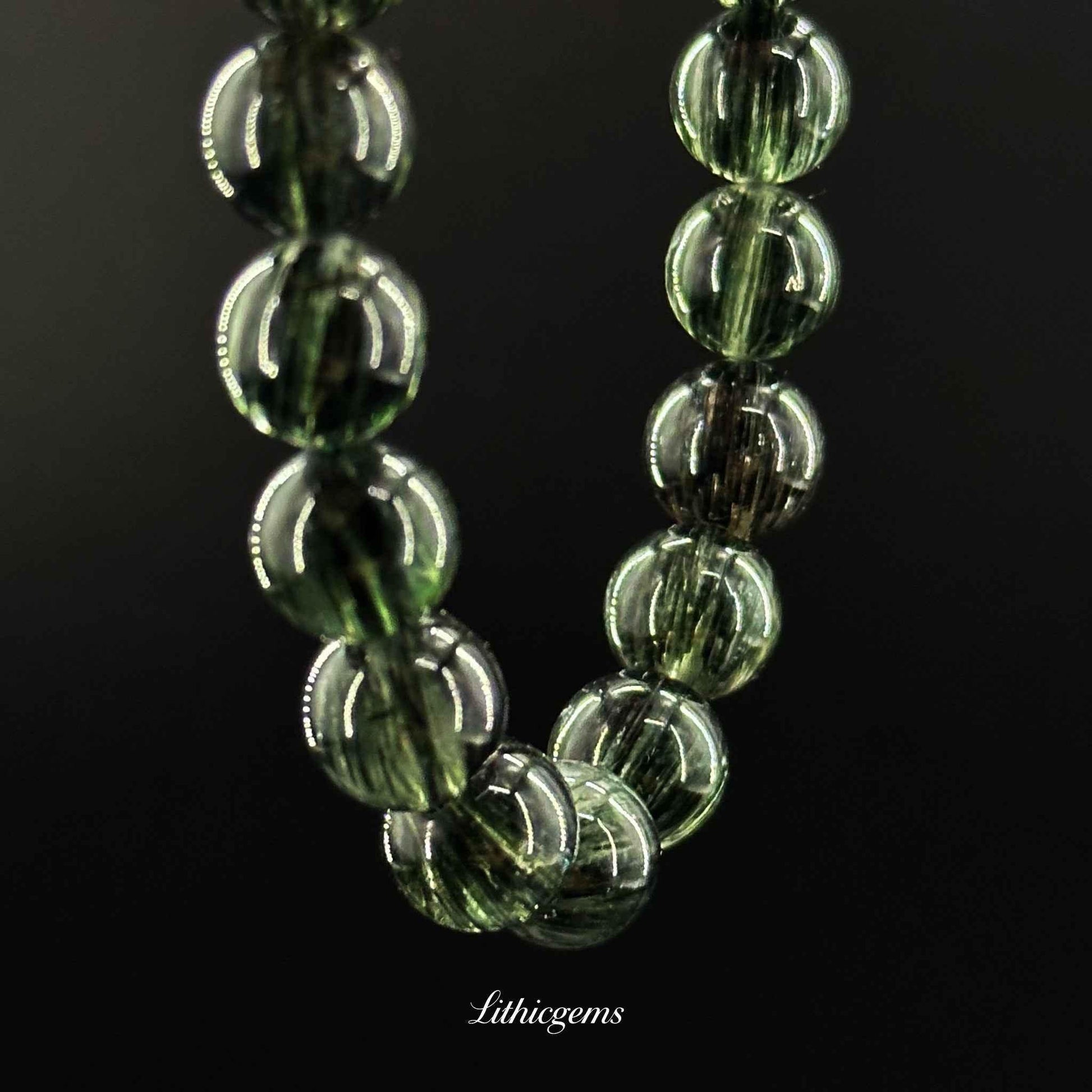 Custom Green Phantom Quartz Bracelet - Handmade Crystal for Wealth & Abundance - Lithicgems