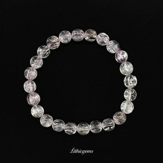 Custom Kunzite Bracelet - Handmade Lithium Quartz for Emotional Healing & Love - Lithicgems