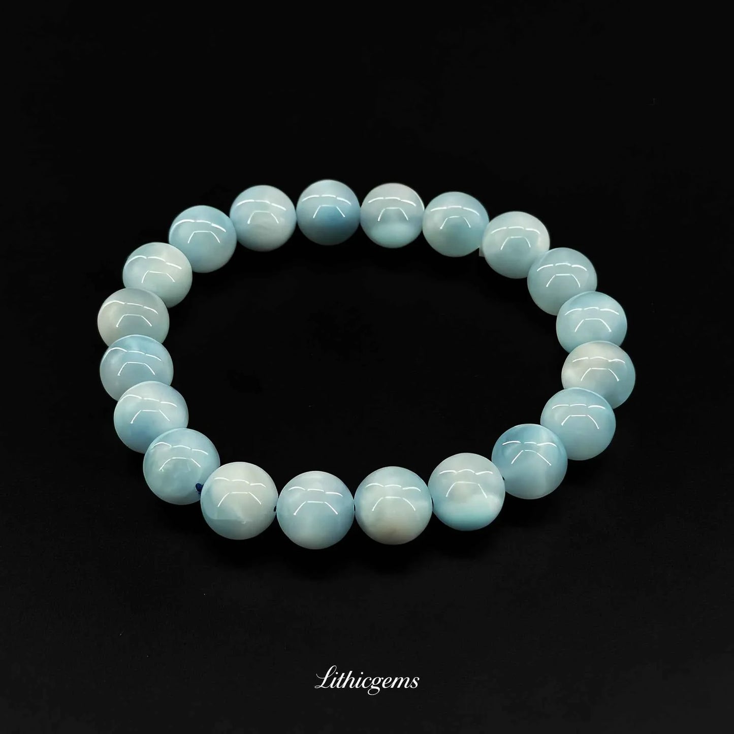 Custom Larimar Bracelet - Caribbean Blue Stone for Calm Communication & Emotional Healing - Lithicgems