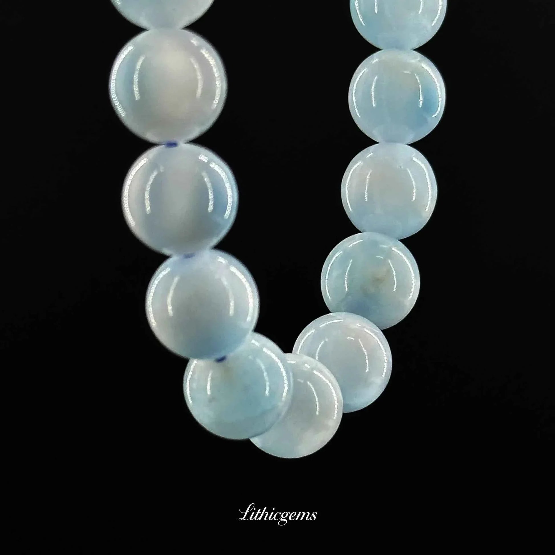 Custom Larimar Bracelet - Caribbean Blue Stone for Calm Communication & Emotional Healing - Lithicgems