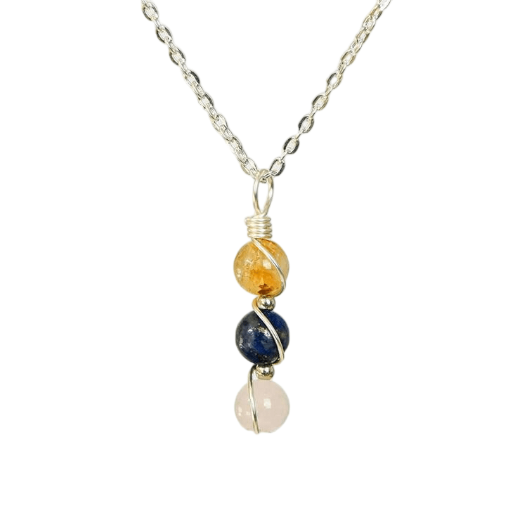 Custom Libra Zodiac Pendant 8mm | Natural Crystal Constellation Necklace 49cm | Lithicgems - Lithicgems