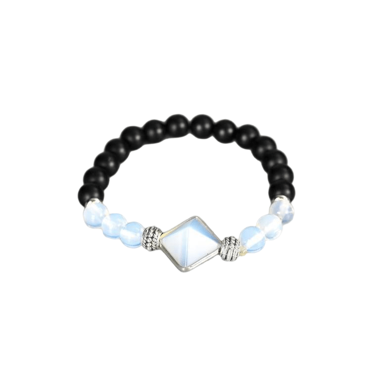 Custom Opalite Pyramid Pendant | Natural Crystal Healing Gemstone Stretch Bracelet | Lithicgems - Lithicgems
