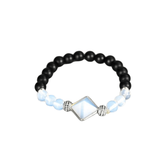 Custom Opalite Pyramid Pendant | Natural Crystal Healing Gemstone Stretch Bracelet | Lithicgems - Lithicgems