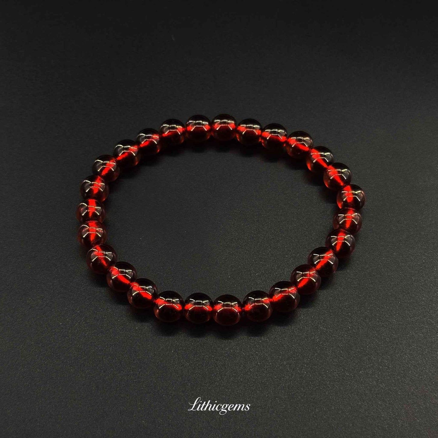 Custom Orange Garnet Bracelet - Handmade Healing Crystal Gemstone Jewelry - Lithicgems