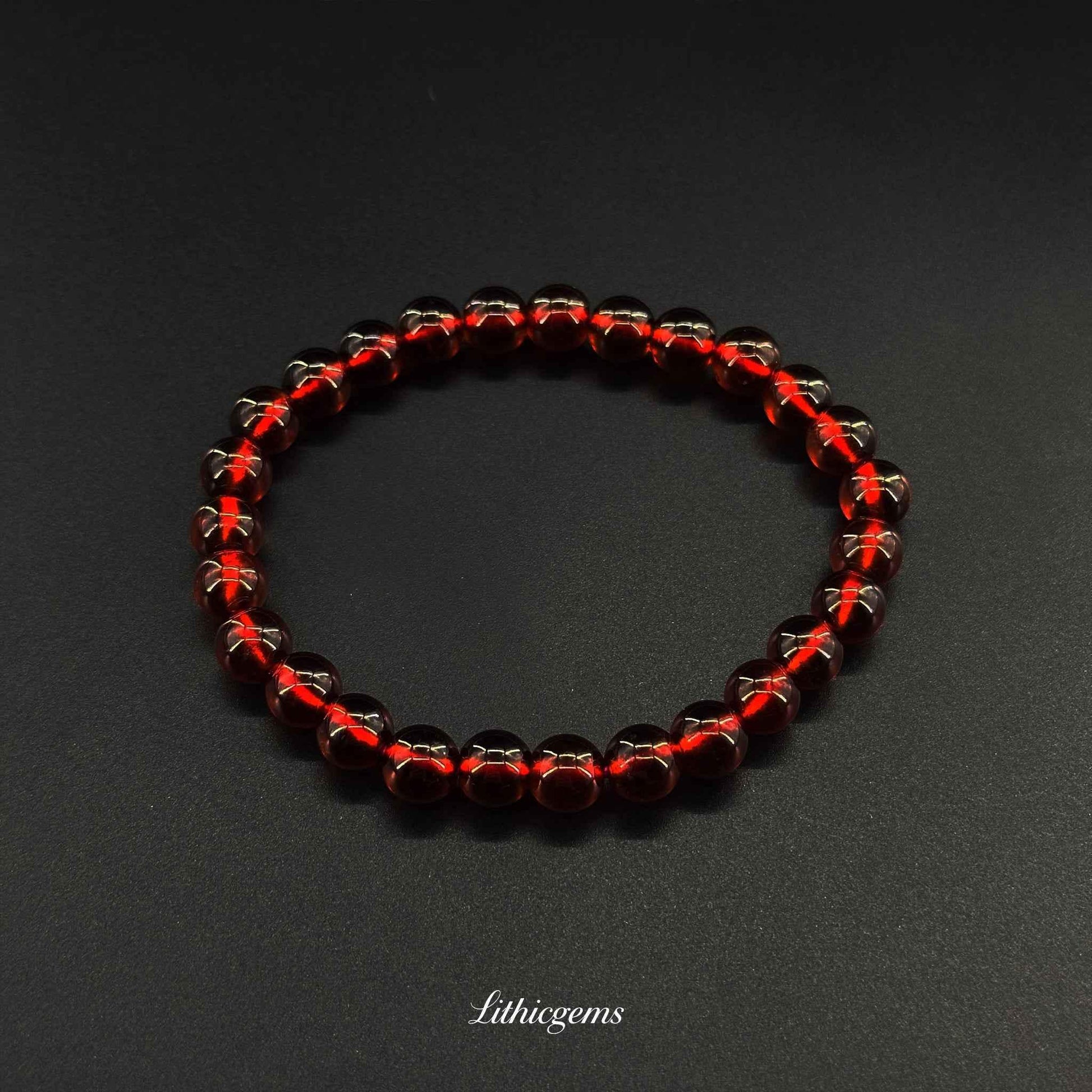 Custom Orange Garnet Bracelet - Handmade Healing Crystal Gemstone Jewelry - Lithicgems