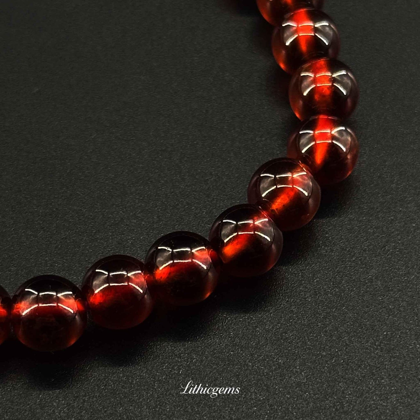 Custom Orange Garnet Bracelet - Handmade Healing Crystal Gemstone Jewelry - Lithicgems
