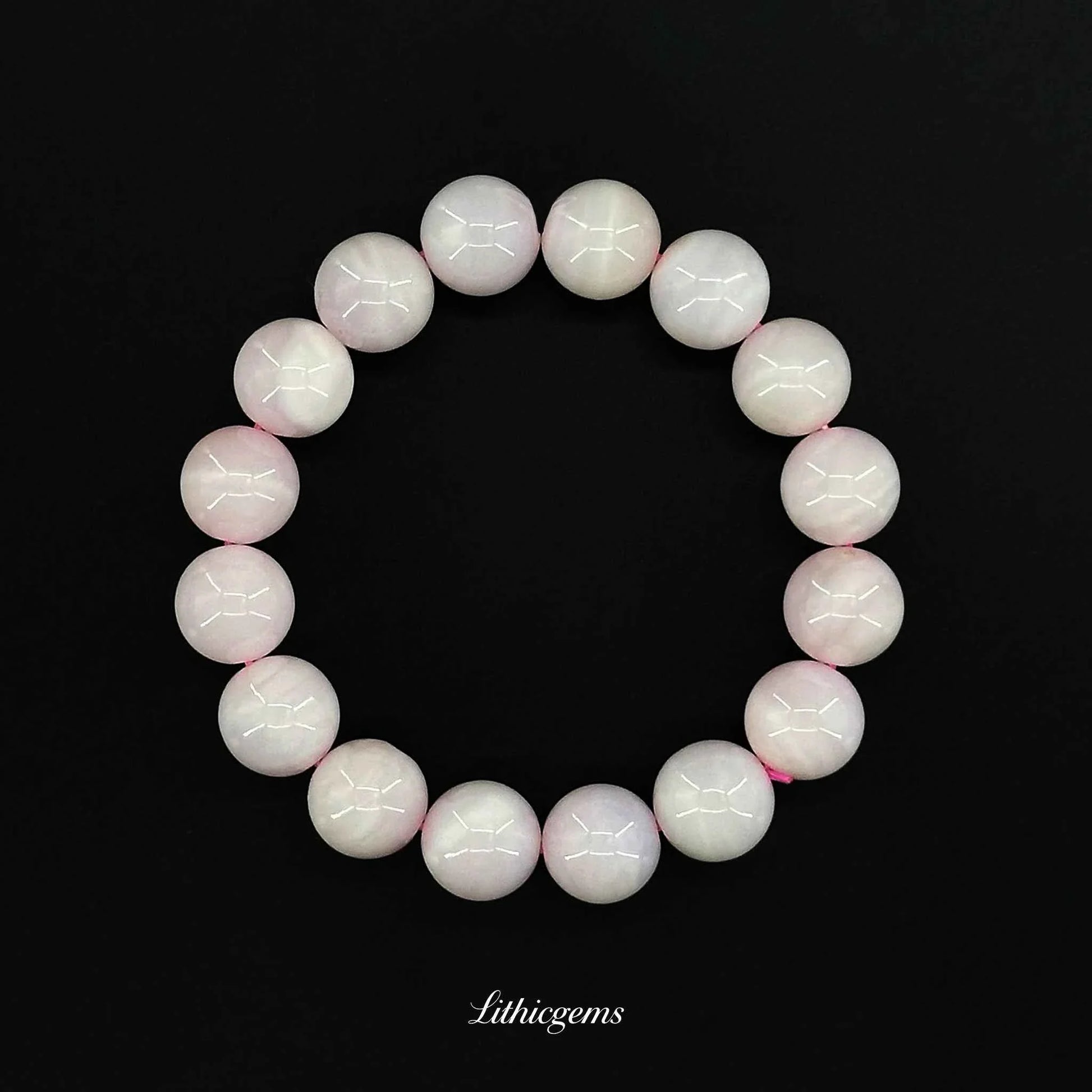 Custom Pink Opal Bracelet - Gentle Healing Stone for Emotional Balance & Soothing Love - Lithicgems