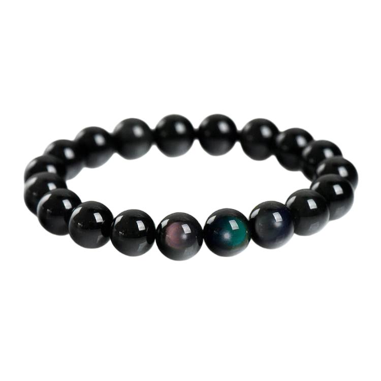 Custom Rainbow Obsidian Bracelet 10mm | Natural Healing Crystal Beaded Bracelet | Lithicgems - Lithicgems
