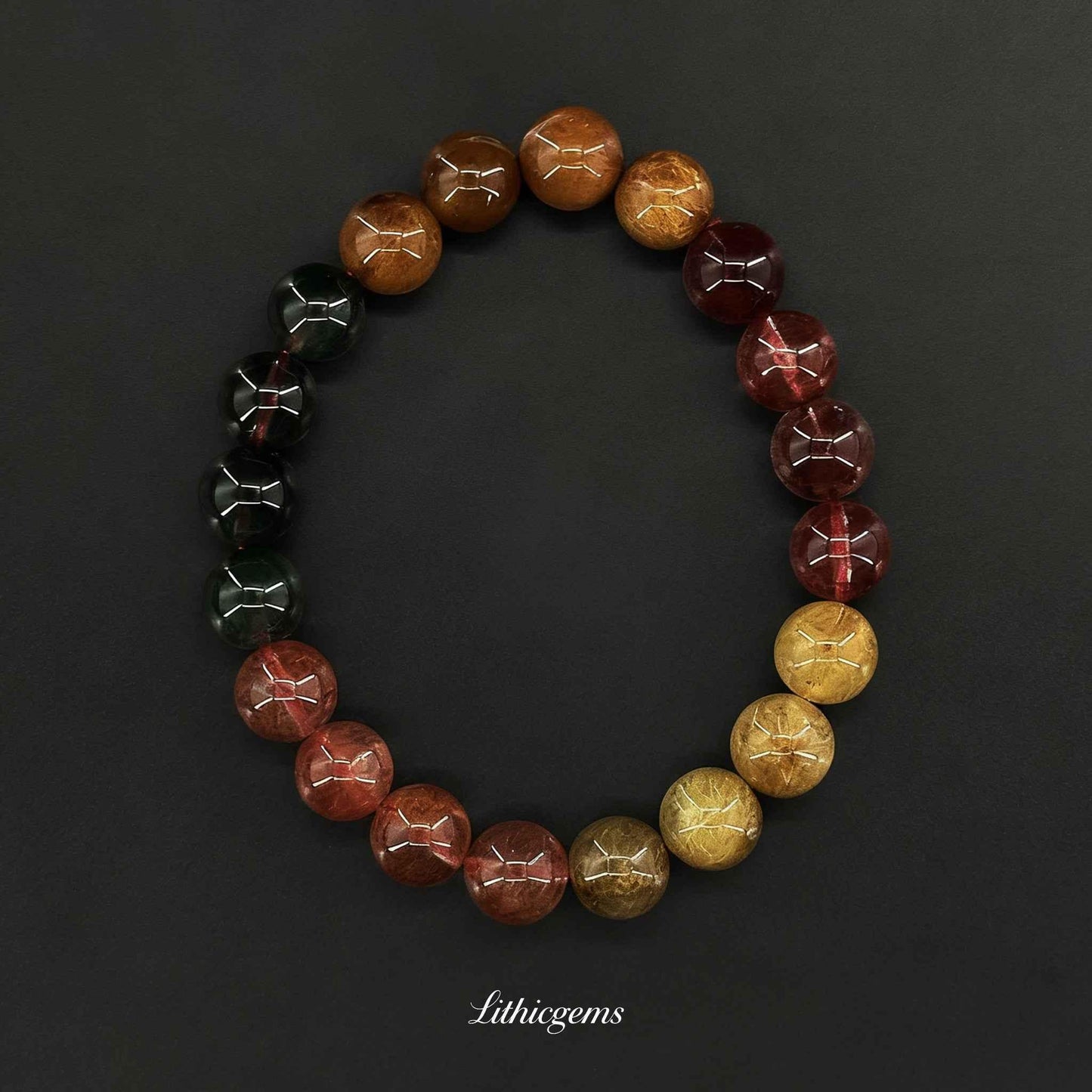 Custom Rainbow Rutilated Quartz Bracelet - Multi-Color Hair Crystal for Full-Spectrum Energy & Manifestation - Lithicgems