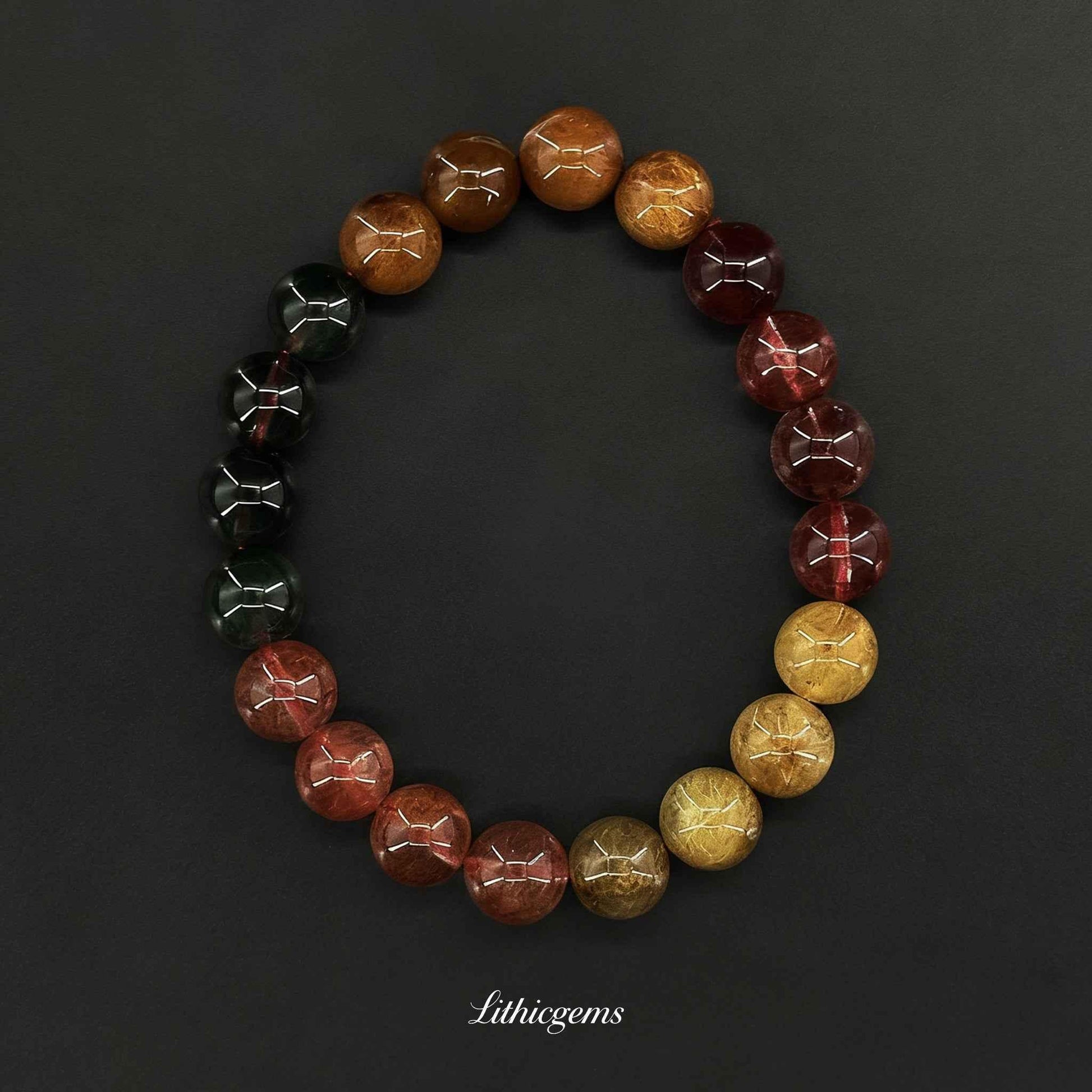 Custom Rainbow Rutilated Quartz Bracelet - Multi-Color Hair Crystal for Full-Spectrum Energy & Manifestation - Lithicgems