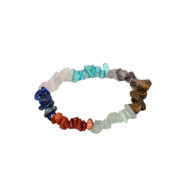 Custom Rainbow Stone Chip Bracelet 7-8mm | Natural Multi-Stone Irregular Chip Stretch Bracelet | Lithicgems - Lithicgems