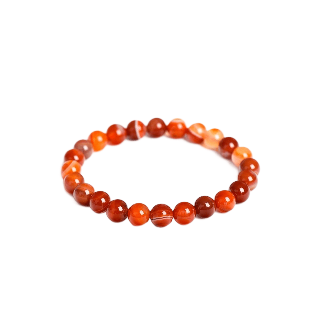 Custom Red Agate Bracelet 8mm | Natural Banded Chalcedony Beaded Bracelet | Lithicgems - Lithicgems