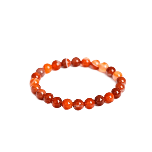 Custom Red Agate Bracelet 8mm | Natural Banded Chalcedony Beaded Bracelet | Lithicgems - Lithicgems