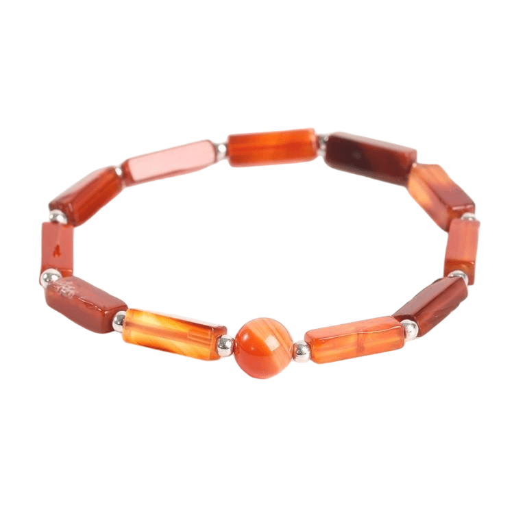 Custom Red Agate Square Bead Bracelet | Natural Stone Fashion Stretch Bracelet | Lithicgems - Lithicgems