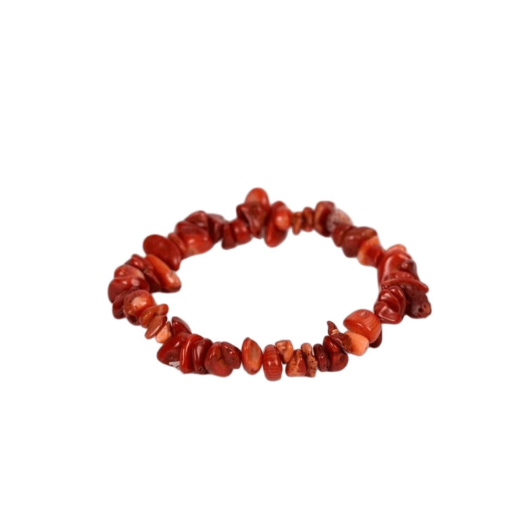 Custom Red Coral Chip Bracelet 7-8mm | Natural Stone Irregular Chip Stretch Bracelet | Lithicgems - Lithicgems