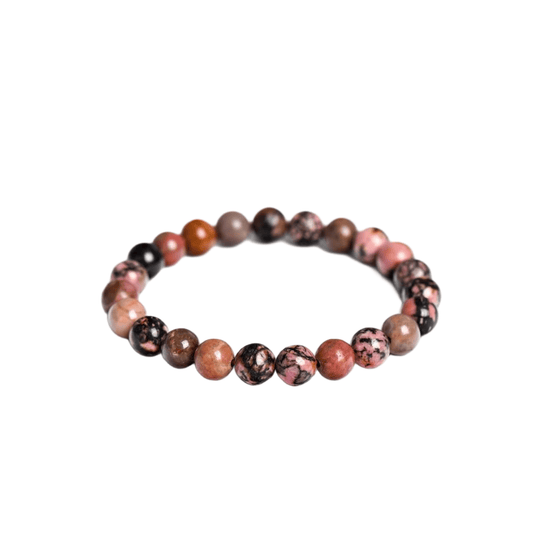 Custom Rhodonite Bracelet 8mm | Natural Pink & Black Stone for Compassion | Lithicgems - Lithicgems