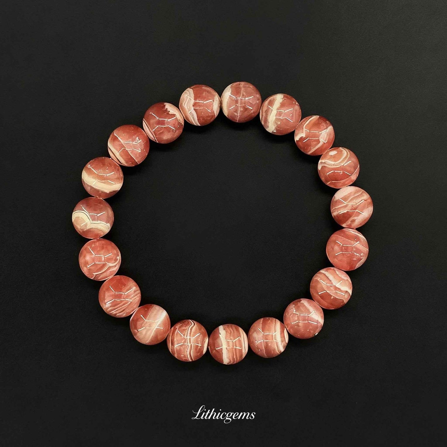 Custom Rhodonite Bracelet - Heart Healing Stone for Emotional Balance & Unconditional Love - Lithicgems