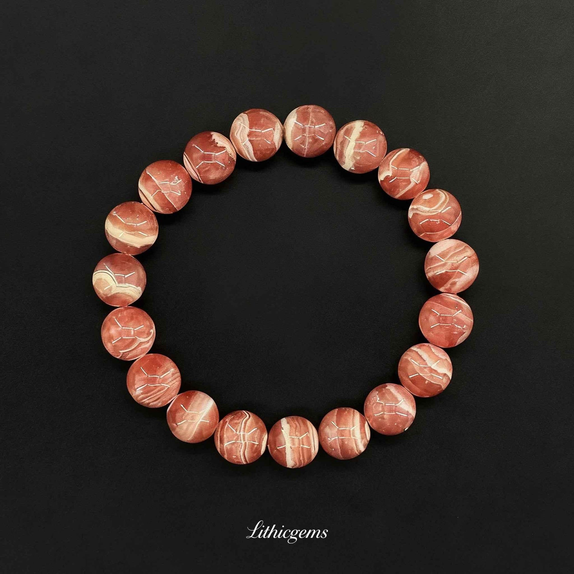 Custom Rhodonite Bracelet - Heart Healing Stone for Emotional Balance & Unconditional Love - Lithicgems
