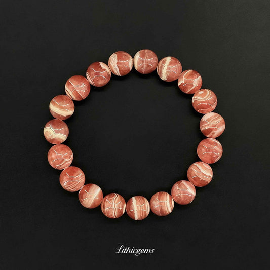Custom Rhodonite Bracelet - Heart Healing Stone for Emotional Balance & Unconditional Love - Lithicgems