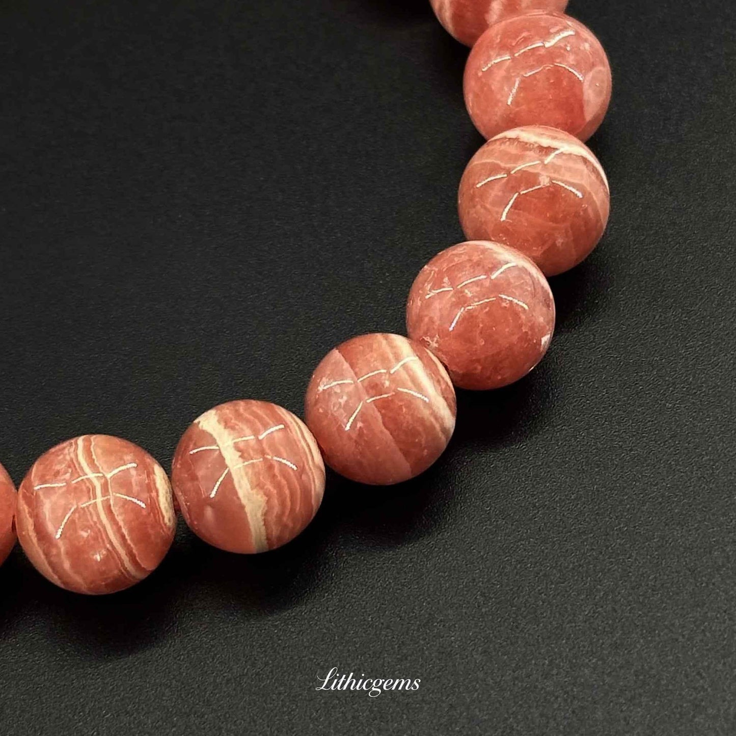 Custom Rhodonite Bracelet - Heart Healing Stone for Emotional Balance & Unconditional Love - Lithicgems