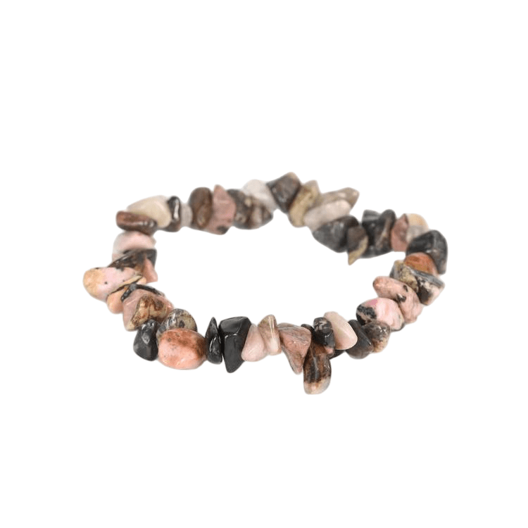 Custom Rose & Greenstone Chip Bracelet 7-8mm | Natural Stone Mixed Irregular Chip Stretch Bracelet | Lithicgems - Lithicgems