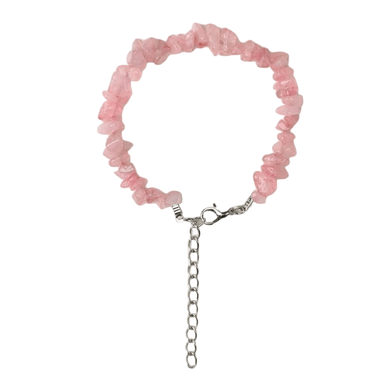 Custom Rose Quartz Chip Bracelet 5-8mm | Natural Crystal Irregular Chip Stretch Bracelet | Lithicgems - Lithicgems