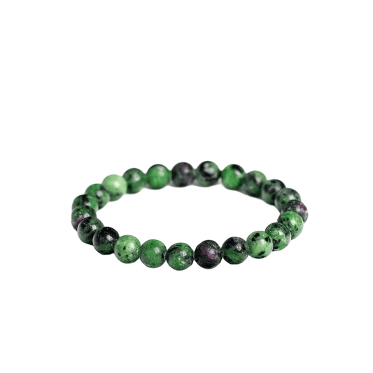 Custom Ruby Zoisite Bracelet 8mm | Natural Red-Green Crystal Beaded Bracelet | Lithicgems - Lithicgems