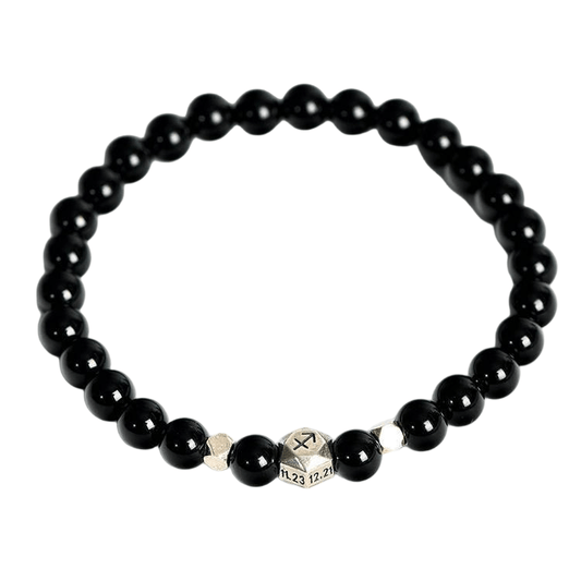 Custom Sagittarius Black Obsidian Zodiac Bracelet 6mm | Natural Crystal Constellation Stretch Bracelet | Lithicgems - Lithicgems