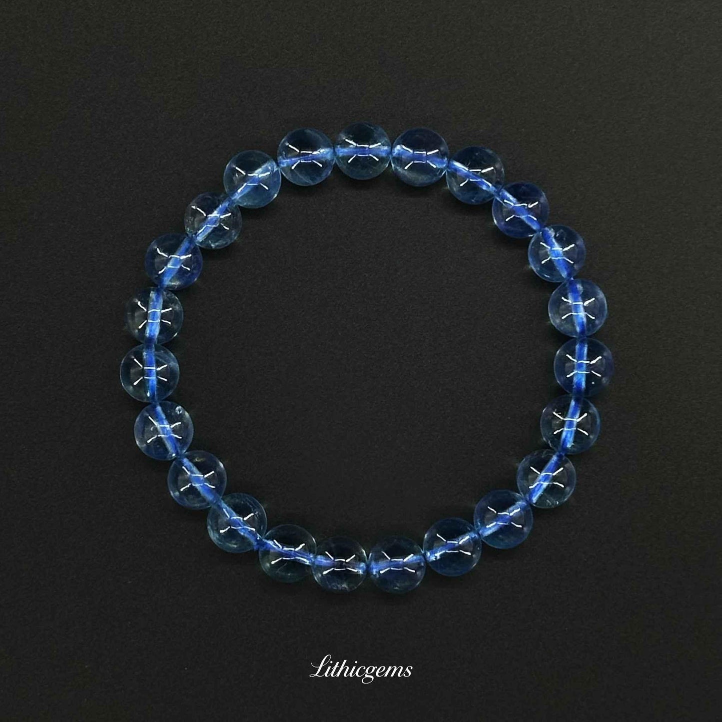 Custom Santa Maria Aquamarine Bracelet - Deep Ocean Blue Crystal for Calm & Communication - Lithicgems