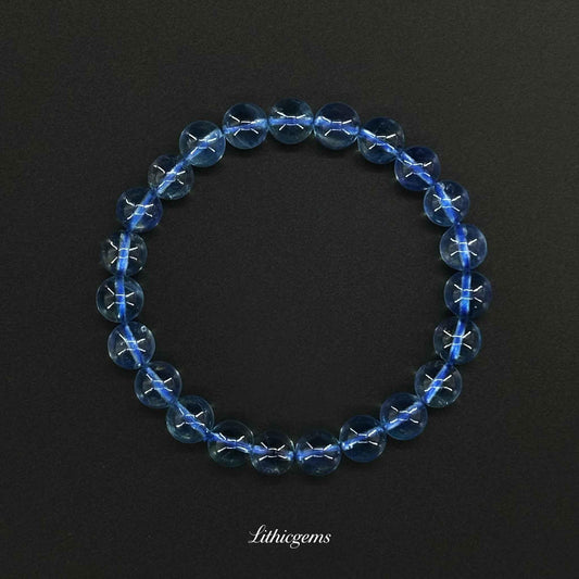 Custom Santa Maria Aquamarine Bracelet - Deep Ocean Blue Crystal for Calm & Communication - Lithicgems