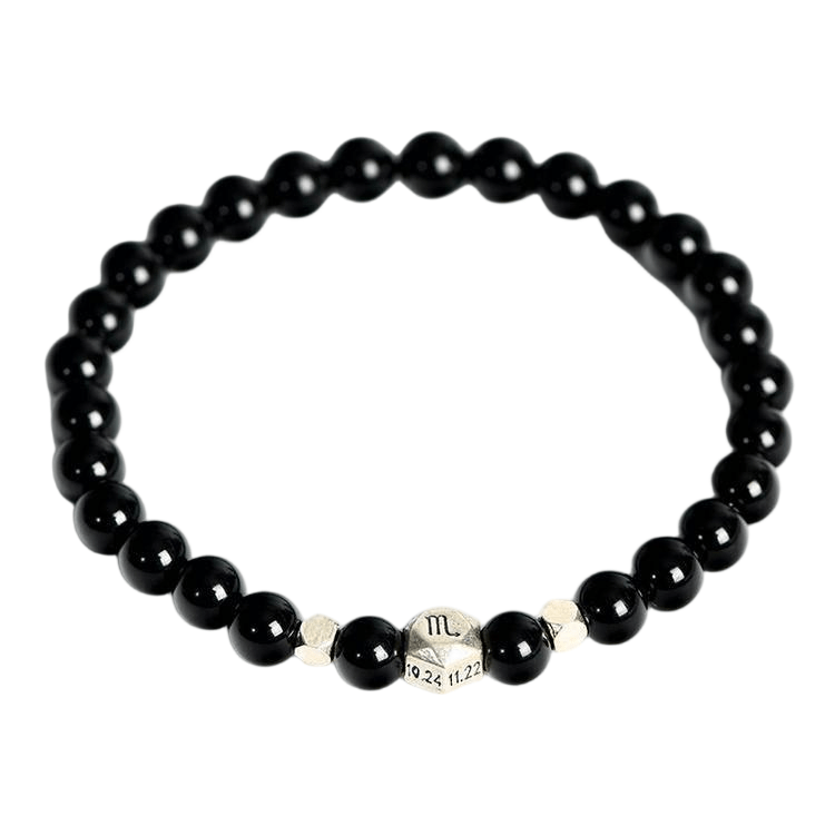Custom Scorpio Black Obsidian Zodiac Bracelet 6mm | Natural Crystal Constellation Stretch Bracelet | Lithicgems - Lithicgems