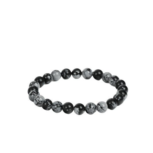 Custom Snowflake Obsidian Bracelet 8mm | Natural Healing Crystal Beaded Bracelet | Lithicgems - Lithicgems