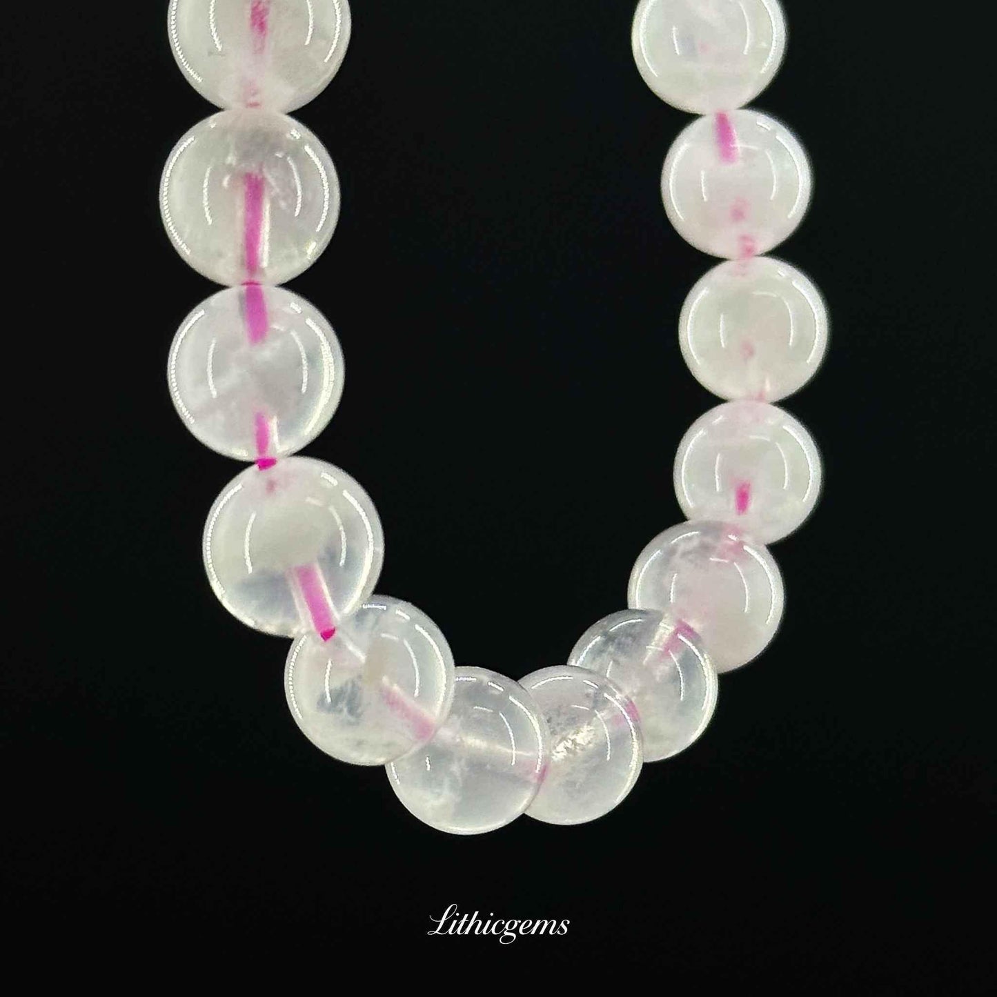 Custom Snowflake Phantom Rose Quartz Bracelet - Balancing Love & Clarity - Lithicgems