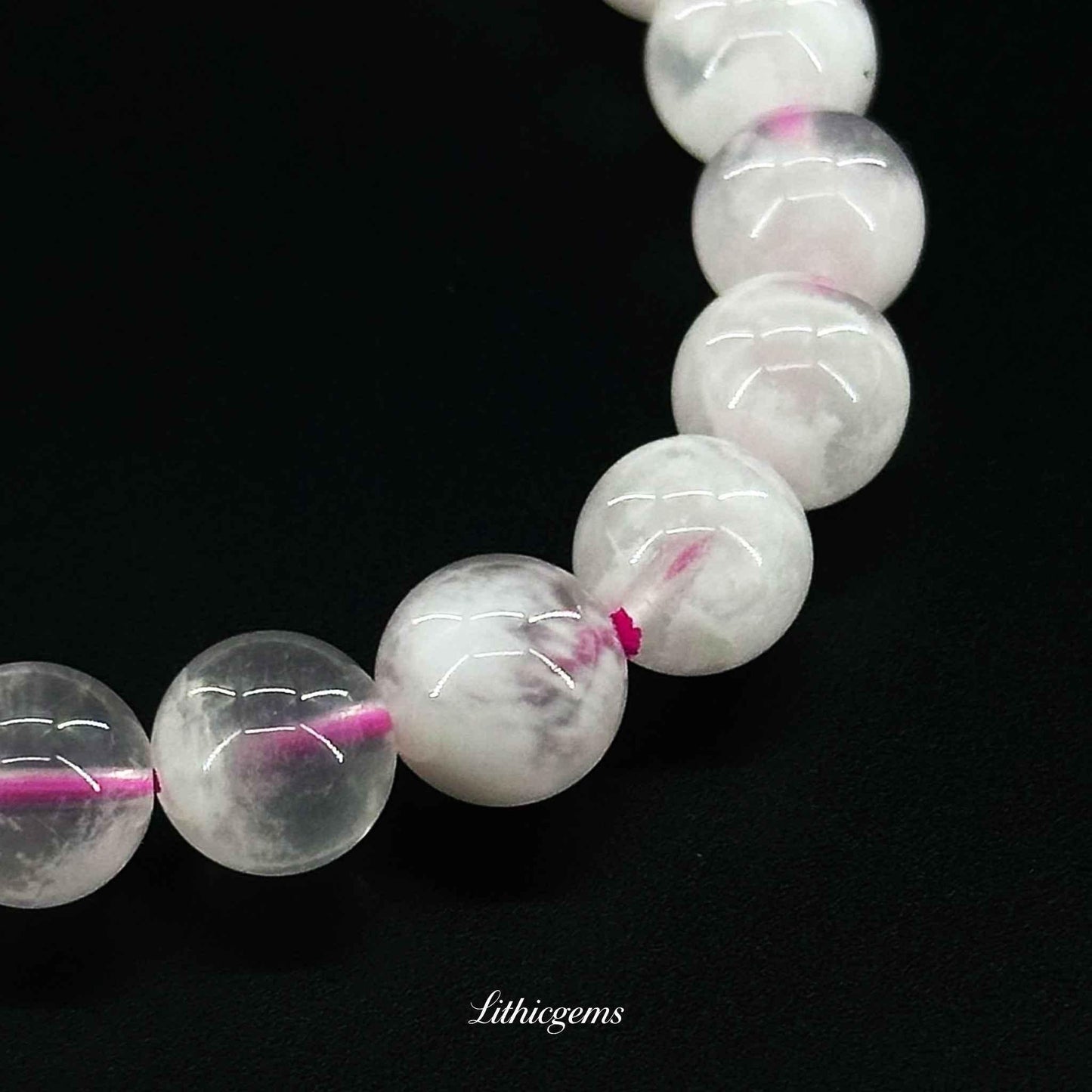 Custom Snowflake Phantom Rose Quartz Bracelet - Balancing Love & Clarity - Lithicgems