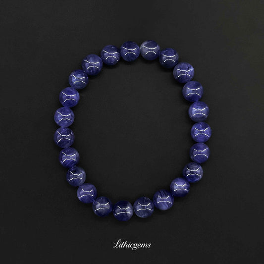 Custom Tanzanite Bead Bracelet - Rare Violet-Blue Stone for Spiritual Awakening & Intuition - Lithicgems