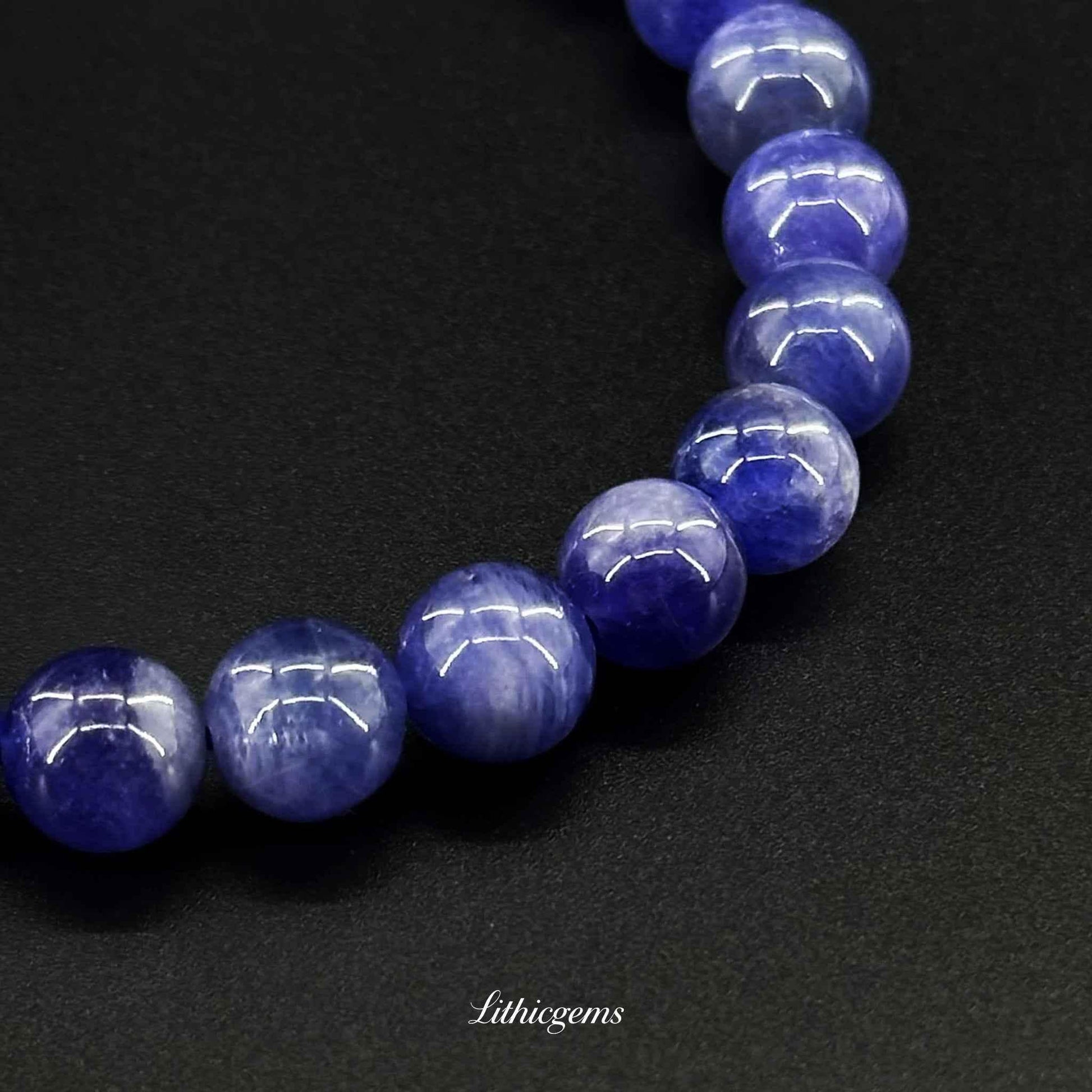 Custom Tanzanite Bead Bracelet - Rare Violet-Blue Stone for Spiritual Awakening & Intuition - Lithicgems