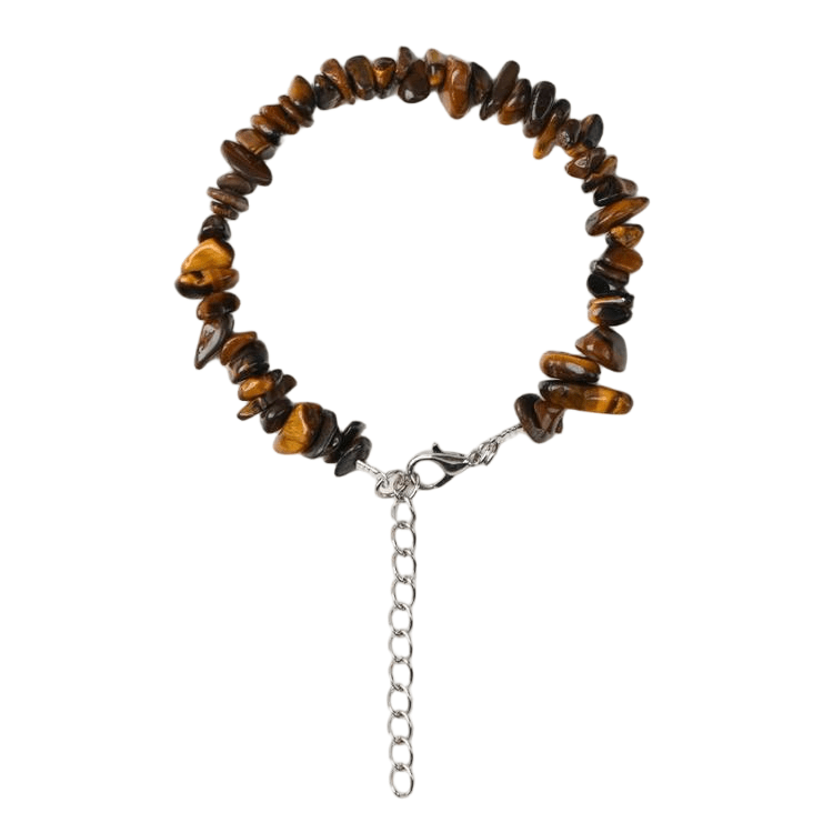 Custom Tiger Eye Chip Bracelet 5-8mm | Natural Chatoyant Stone Irregular Chip Stretch Bracelet | Lithicgems - Lithicgems