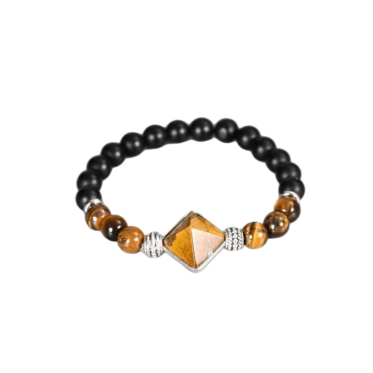 Custom Tiger Eye Pyramid Pendant | Natural Chatoyant Stone Healing Stretch Bracelet | Lithicgems - Lithicgems