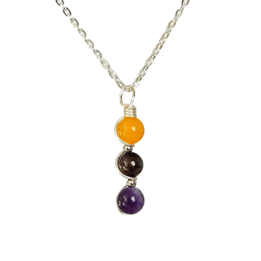 Custom Virgo Zodiac Pendant 8mm | Natural Crystal Constellation Necklace 49cm | Lithicgems - Lithicgems