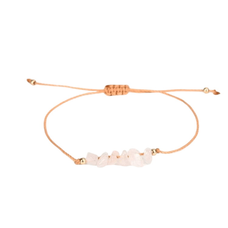 Custom Wax Cord Crystal Chip Bracelet | Natural Stone Bohemian Stretch Bracelet | Lithicgems - Lithicgems