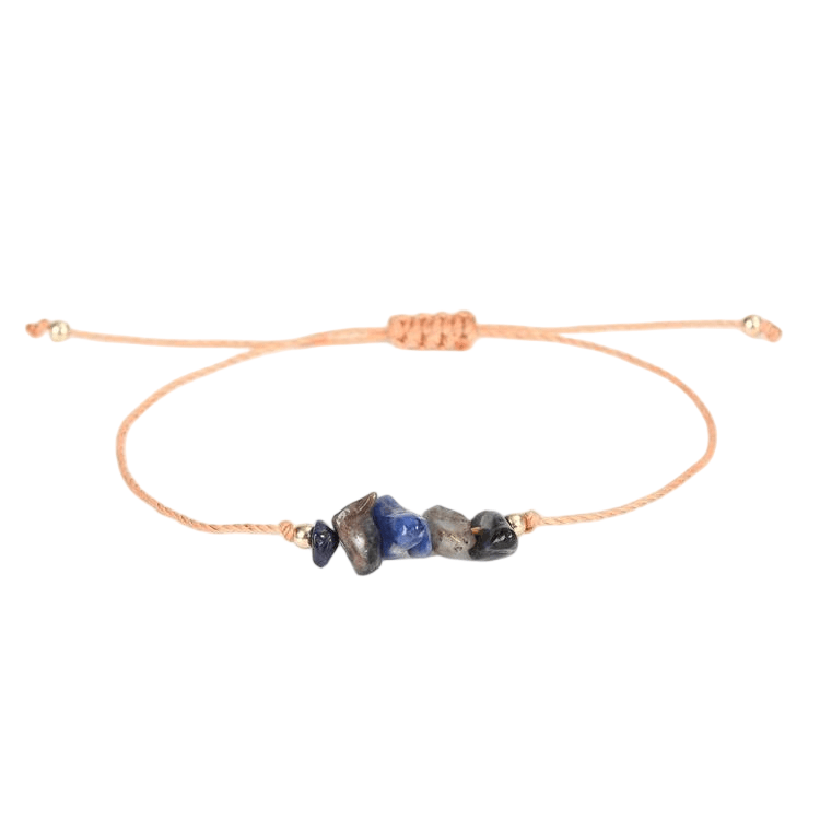 Custom Wax Cord Lapis Lazuli Chip Bracelet | Natural Stone Bohemian Stretch Bracelet | Lithicgems - Lithicgems