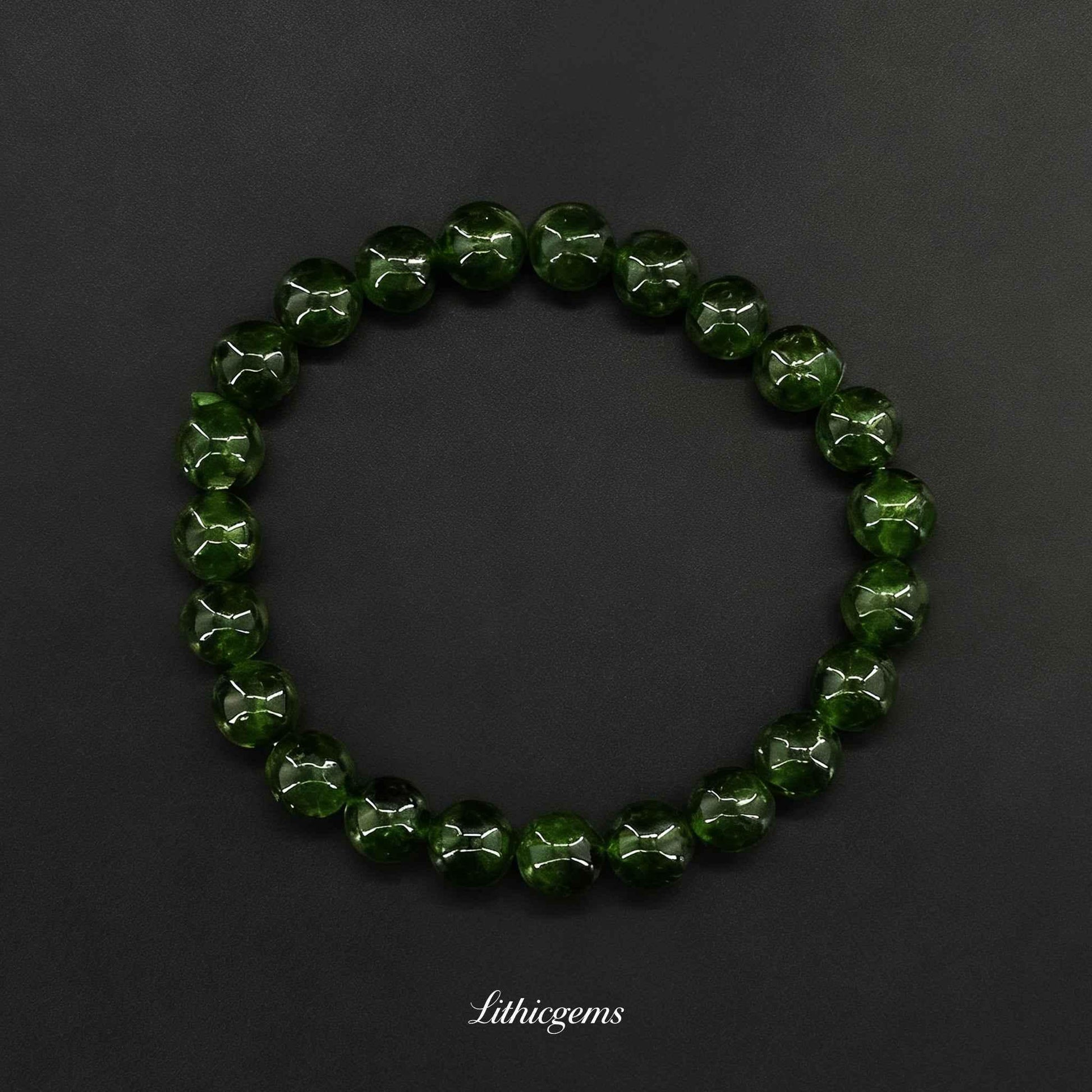 Diopside Crystal Bracelet - Heart Chakra Healer for Emotional Release & Compassion - Lithicgems