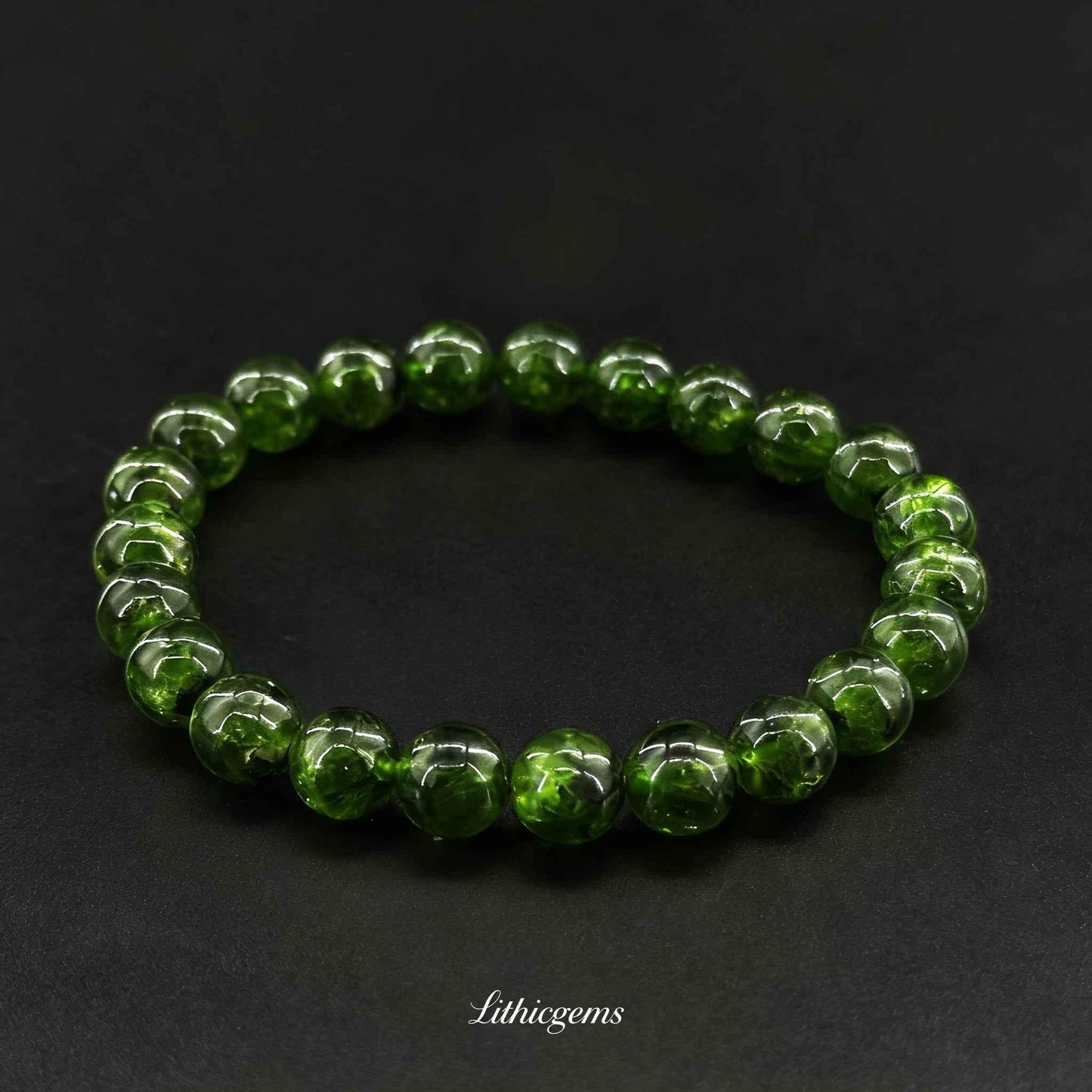Diopside Crystal Bracelet - Heart Chakra Healer for Emotional Release & Compassion - Lithicgems