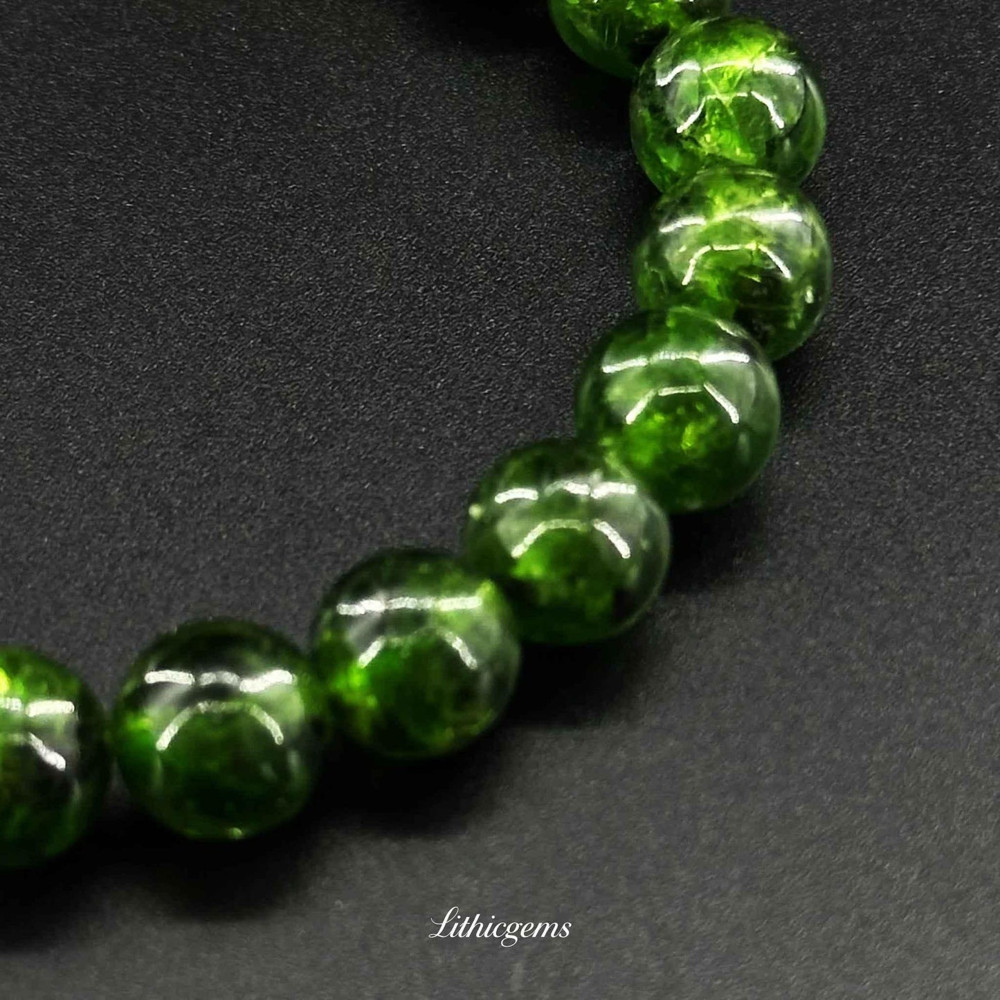 Diopside Crystal Bracelet - Heart Chakra Healer for Emotional Release & Compassion - Lithicgems