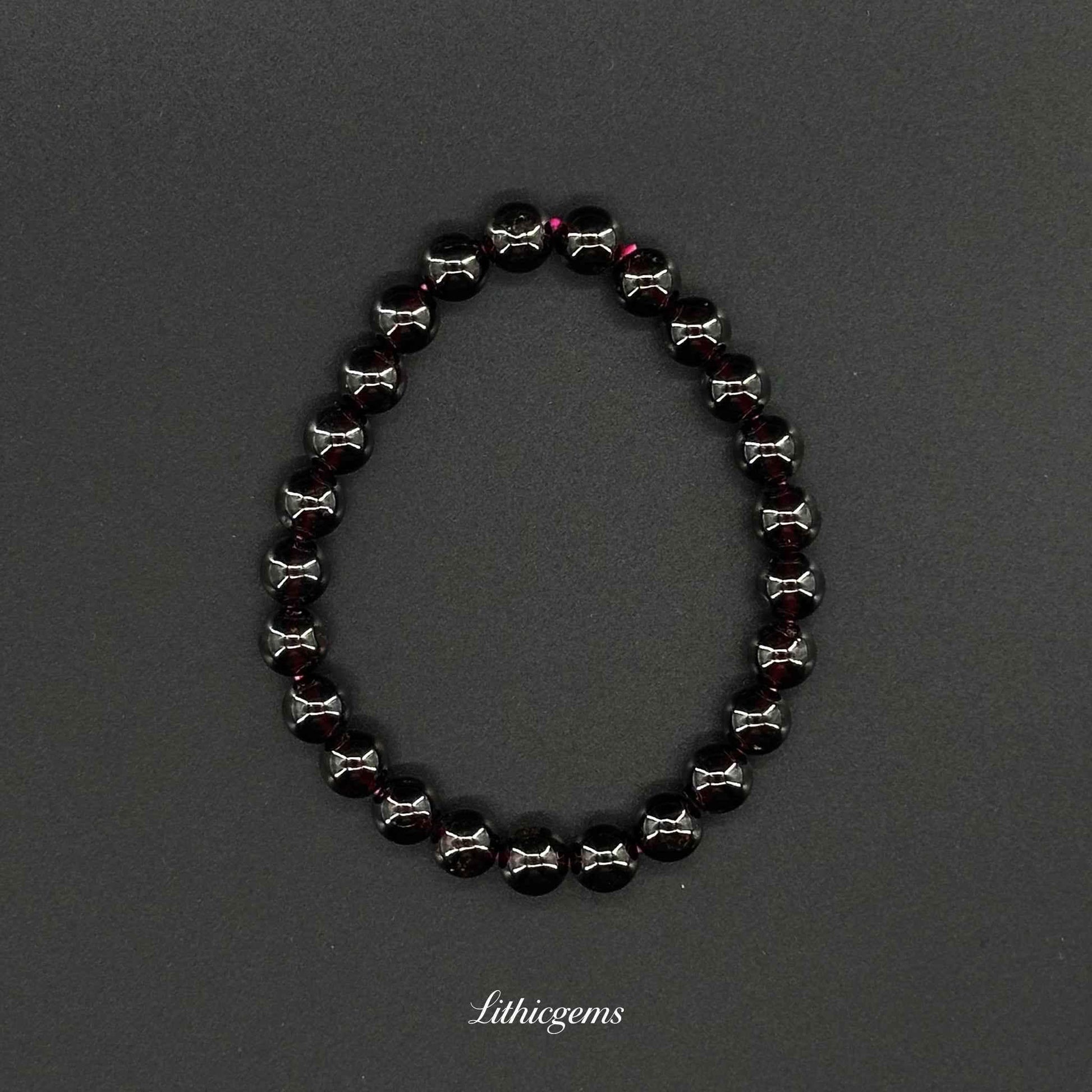 Garnet Bracelet - Root Chakra Stone for Vitality, Passion & Grounding - Lithicgems