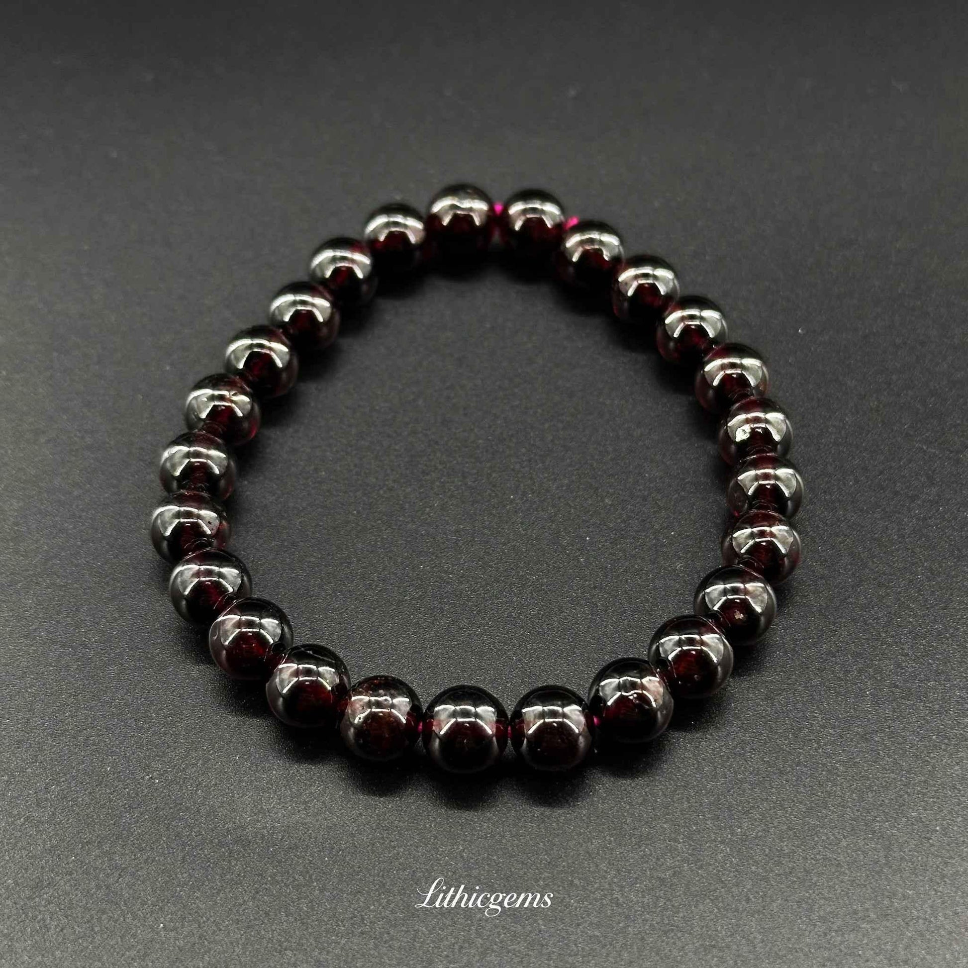 Garnet Bracelet - Root Chakra Stone for Vitality, Passion & Grounding - Lithicgems