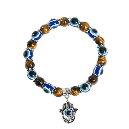 Genuine Evil Eye Tiger's Eye Bracelet – Handcrafted for Confidence & Protection - Lithicgems